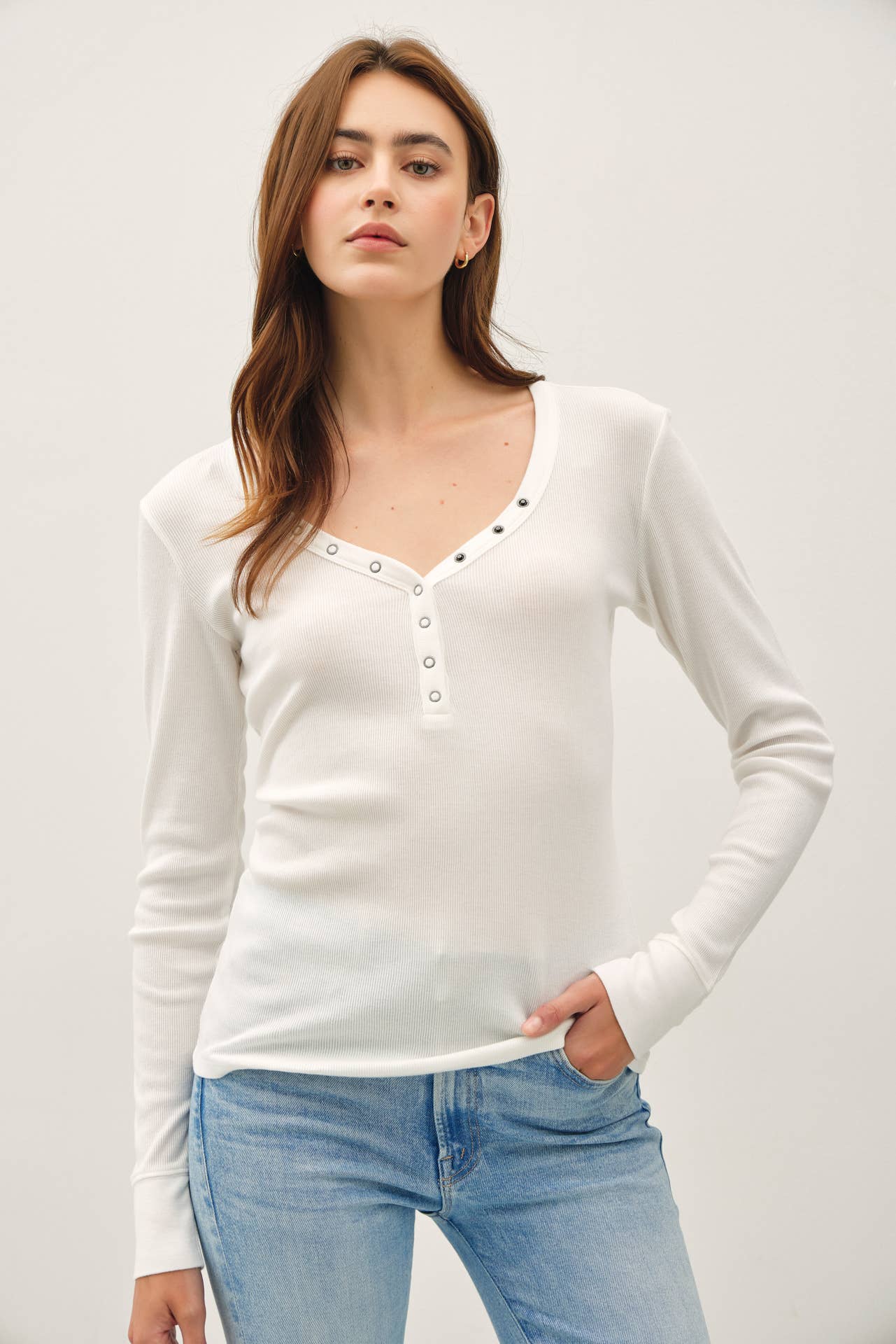 Anna Henley Snap Top