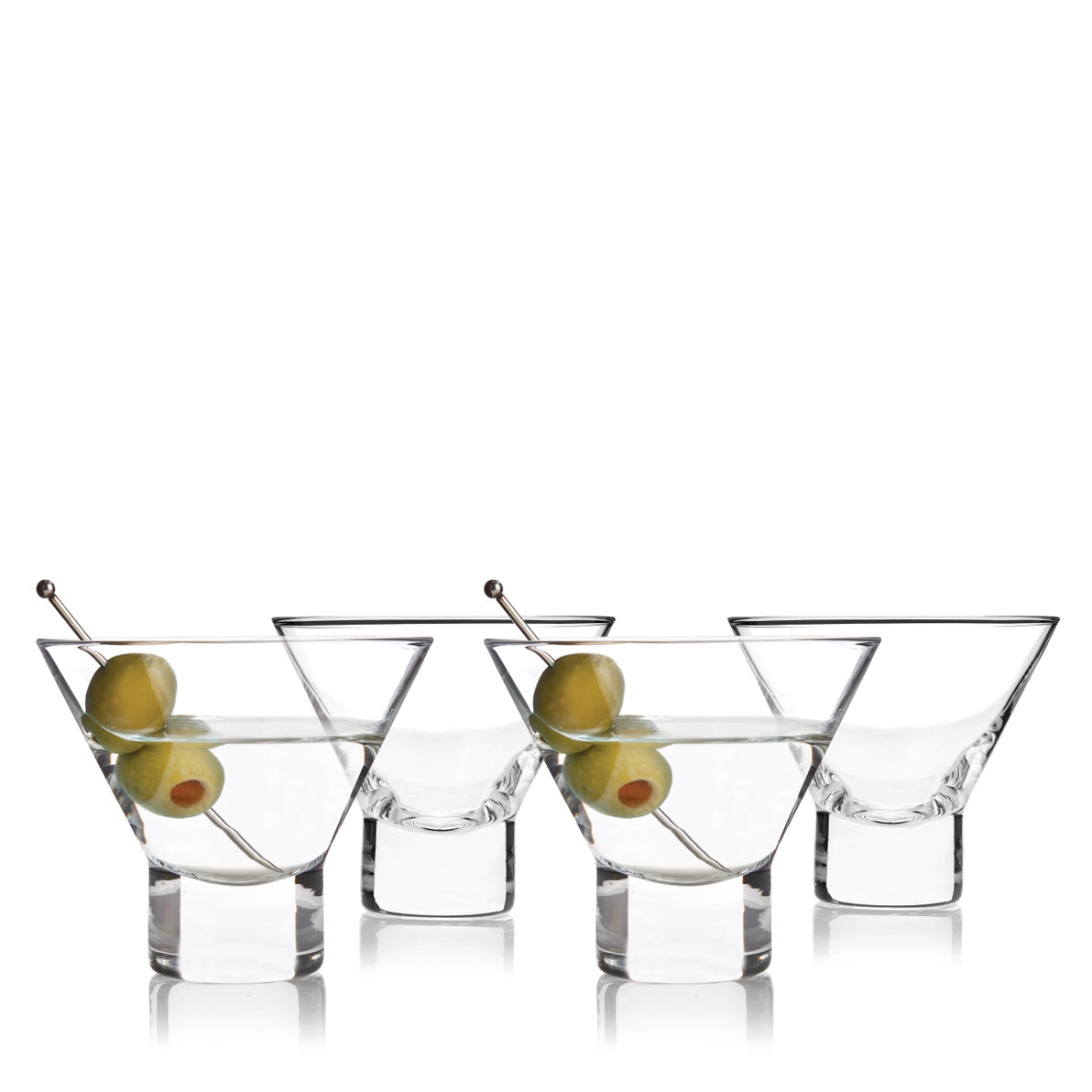 Heavy-Base Stemless Crystal Martini Glasses - Set of 4