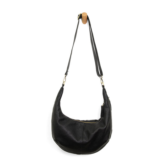 Rhea Slouchy Crescent Shoulder Crossbody Bag Black