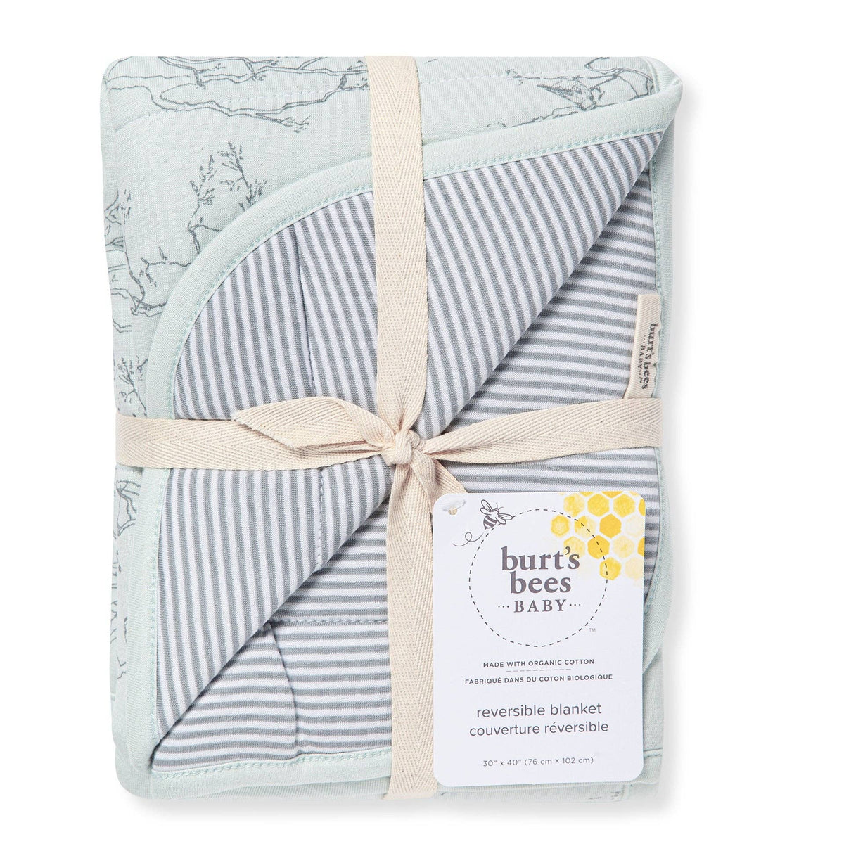 Organic Cotton Reversible Baby Blanket - Ice Flow