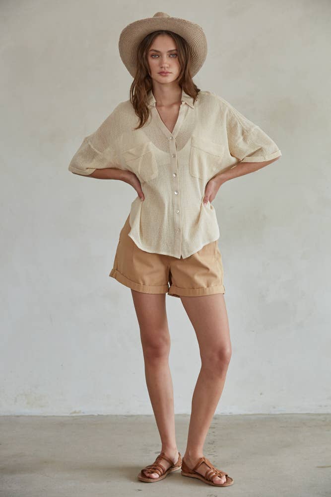 Casey Fishnet Short Sleeve Top
