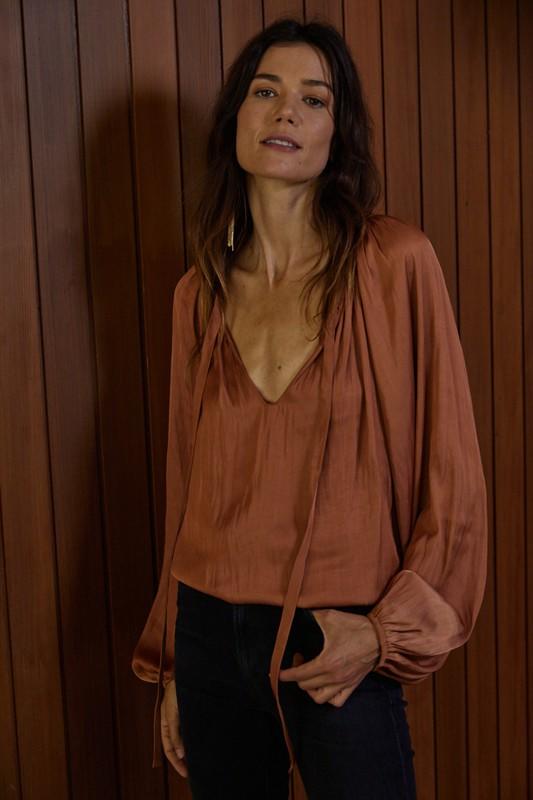 Sue Satin Top Terracotta Small