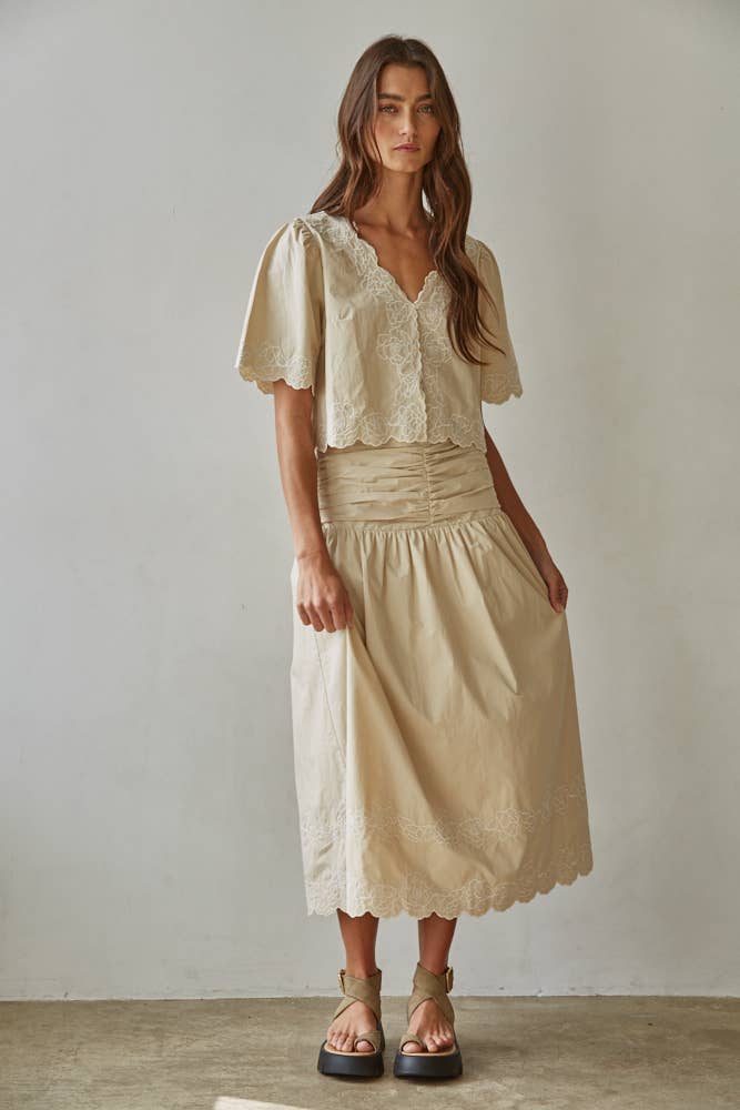 Woven Floral Embroidered Top