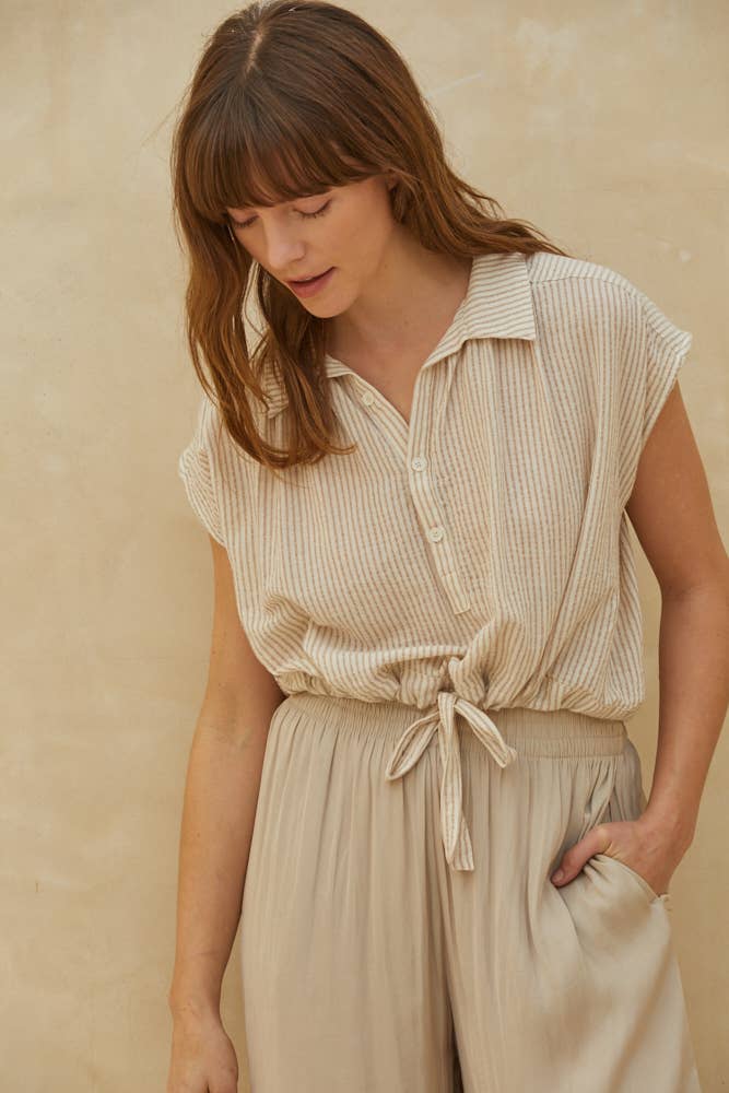 Striped Button Up Top
