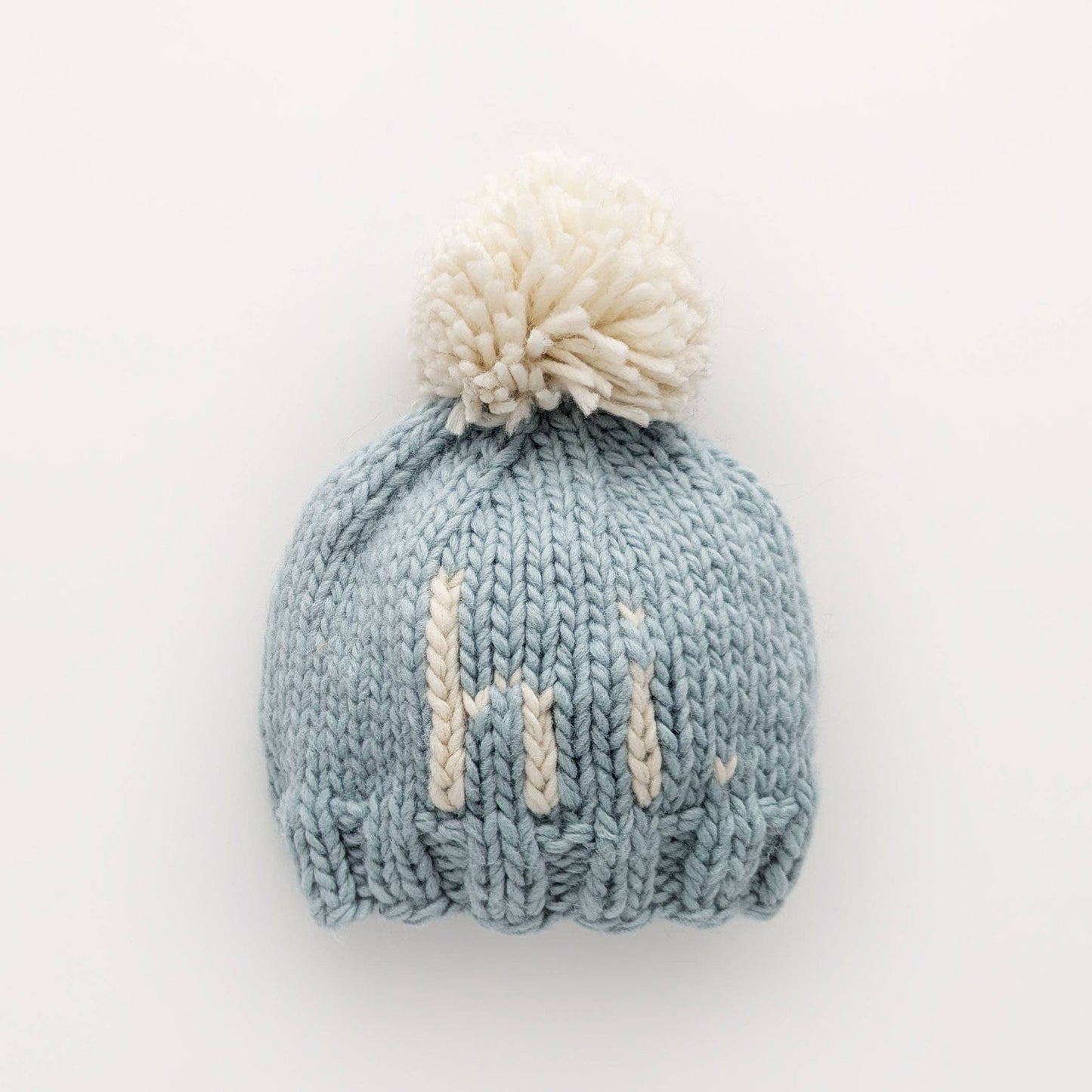 Hi. Surf Blue Hand Knit Beanie Hat