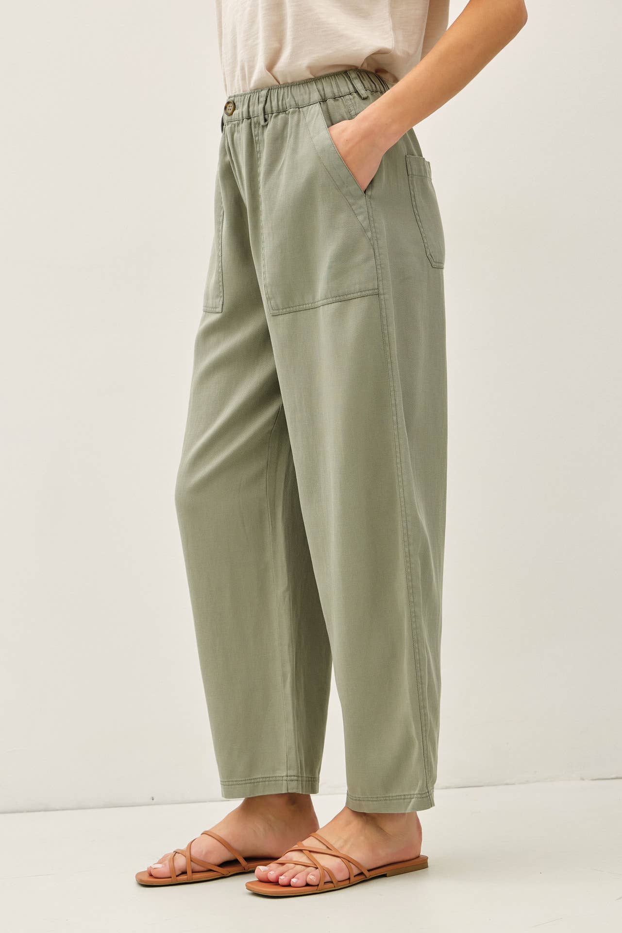 Vanya Linen Blend Barrel Pants