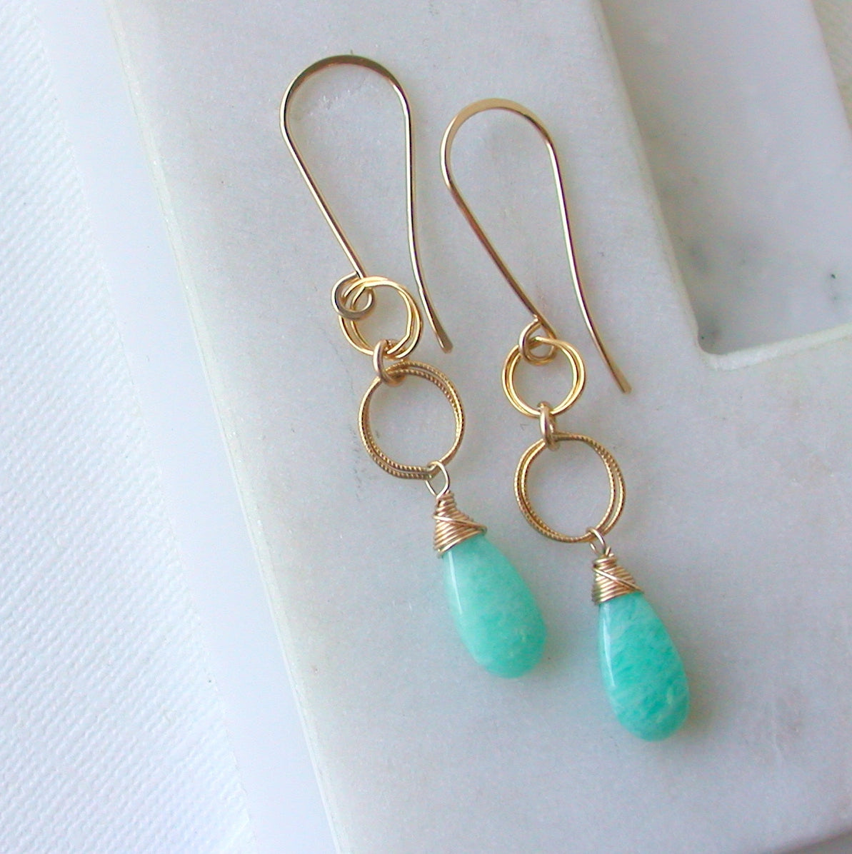 Statement Amazonite Earrings 14k Gold Fill
