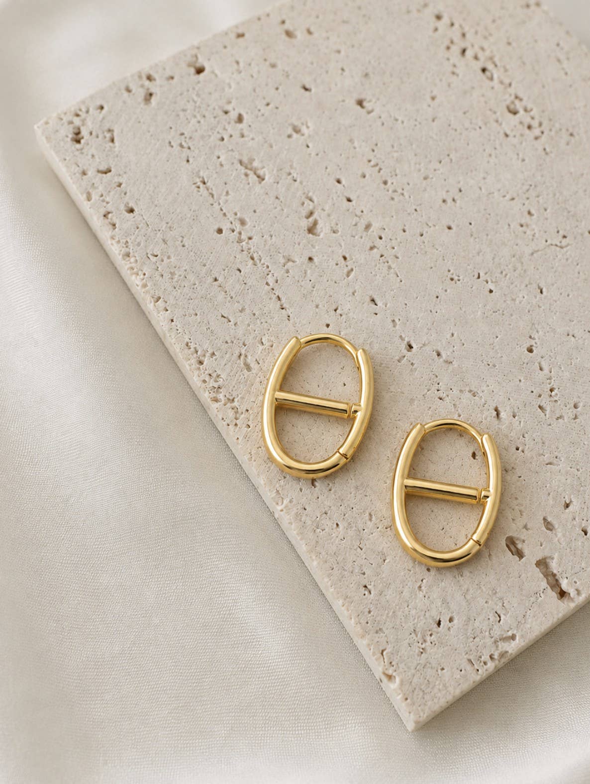 Oval Bar Hoop Earrings