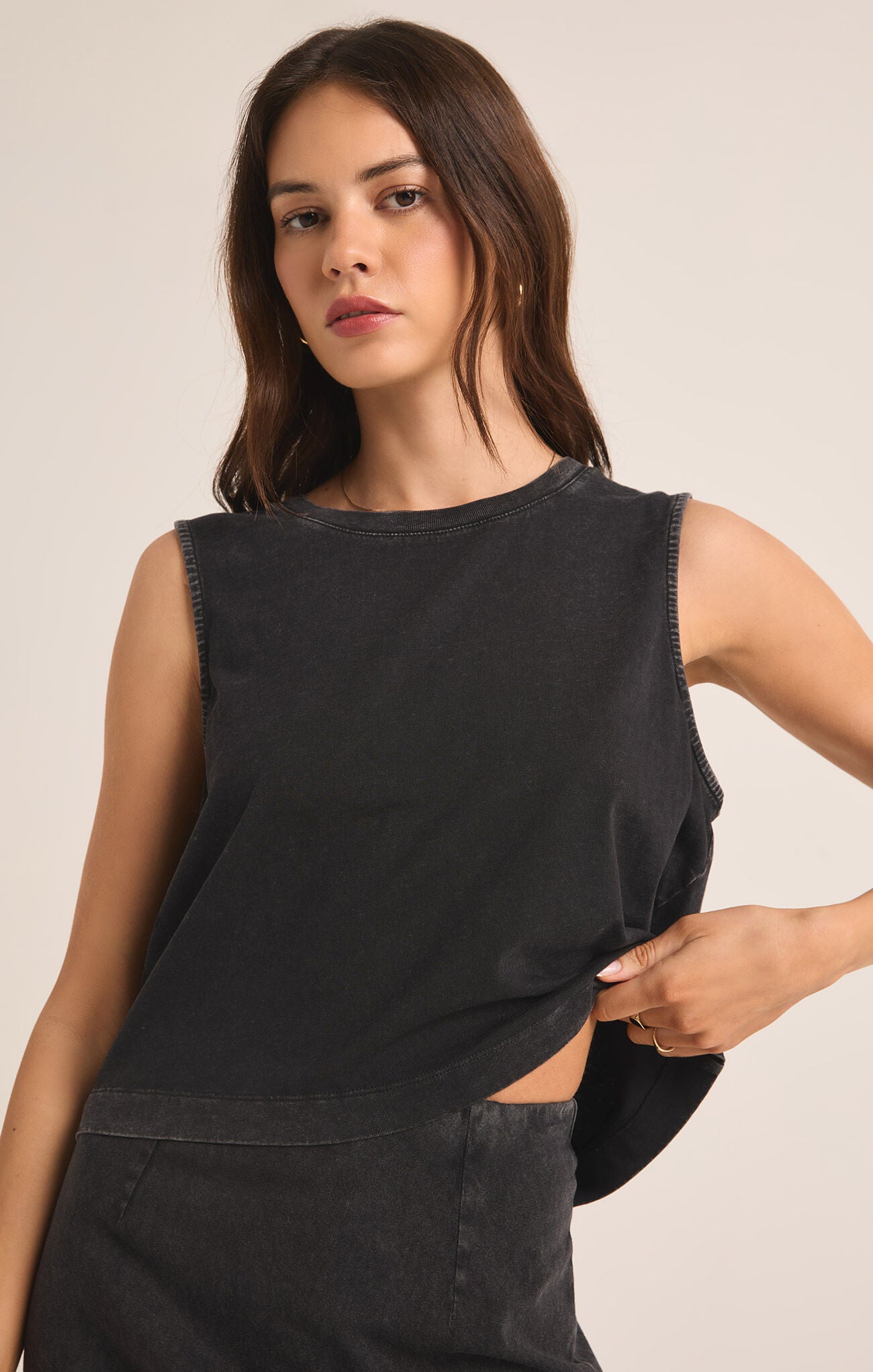 Sloane Jersey Muscle Top Black X-Small