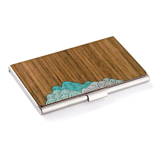 Wooden Card Case Pink Stripe