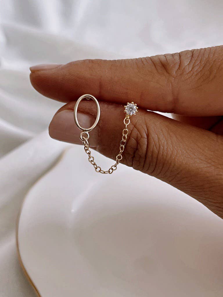 Two Stud Earrings + Chain