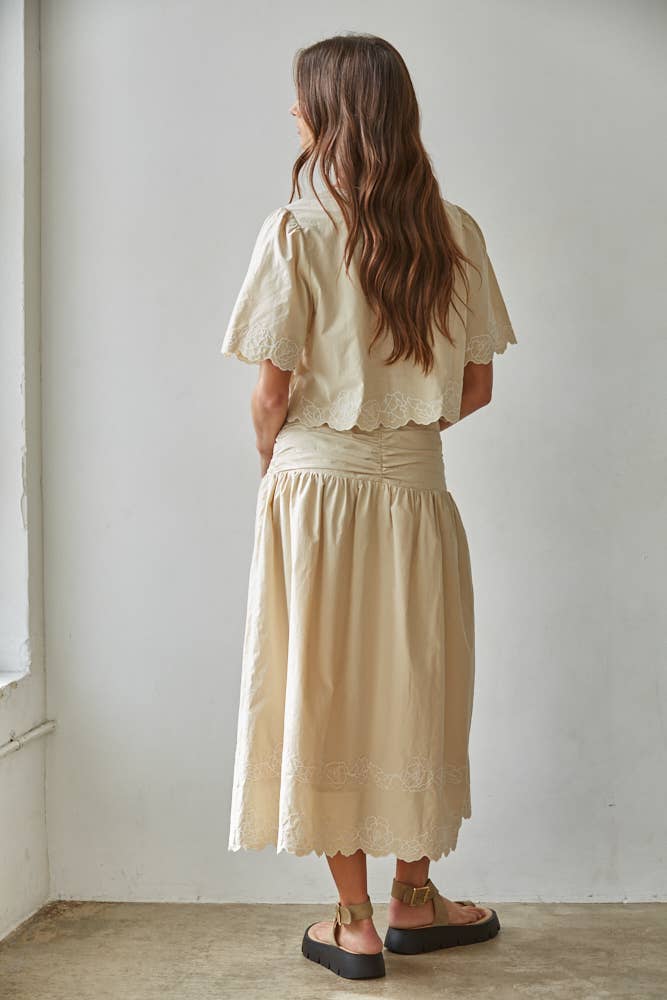 Woven Floral Embroidered Top