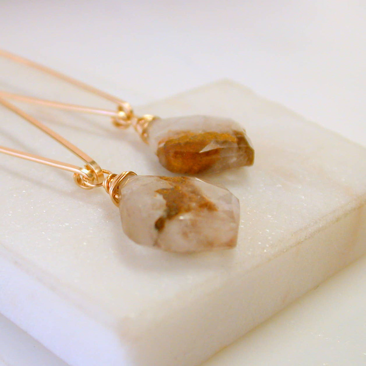 Rutilated Quartz Earrings - 14k GF