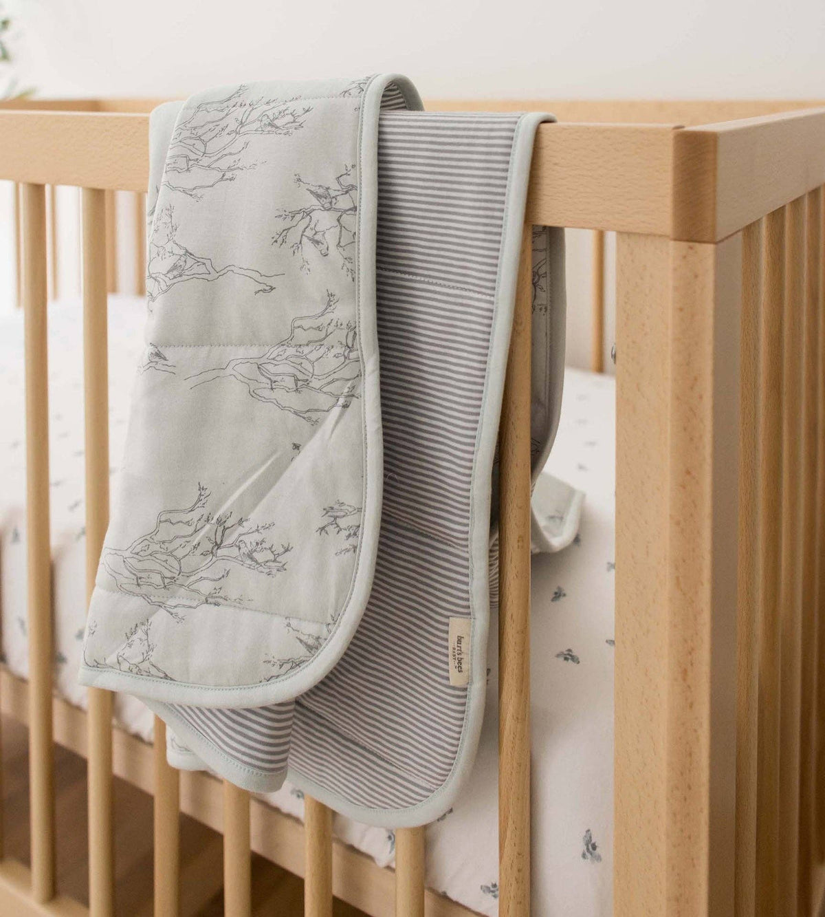 Organic Cotton Reversible Baby Blanket - Ice Flow