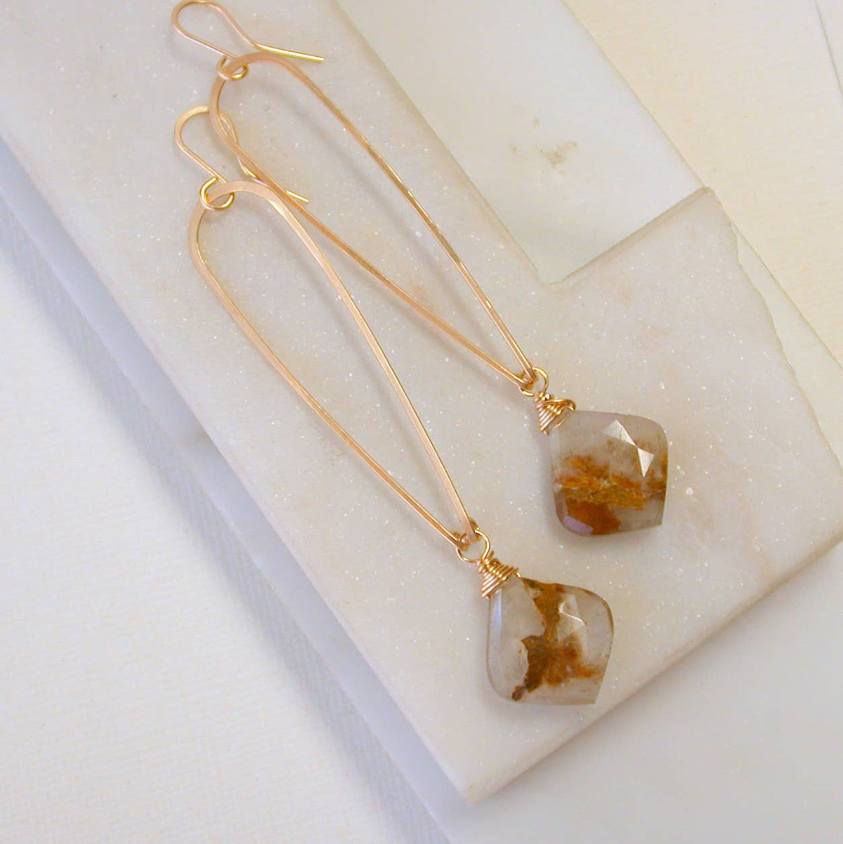 Rutilated Quartz Earrings - 14k GF