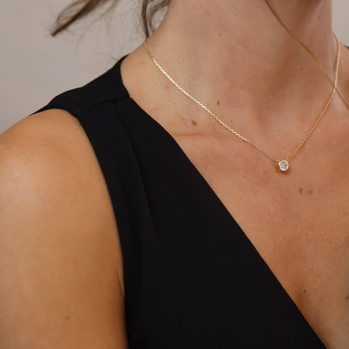 18k Gold Filled Solitaire Necklace