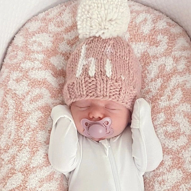 Hi. Hand Knit Beanie Hat Pebble Brown 0-6 M