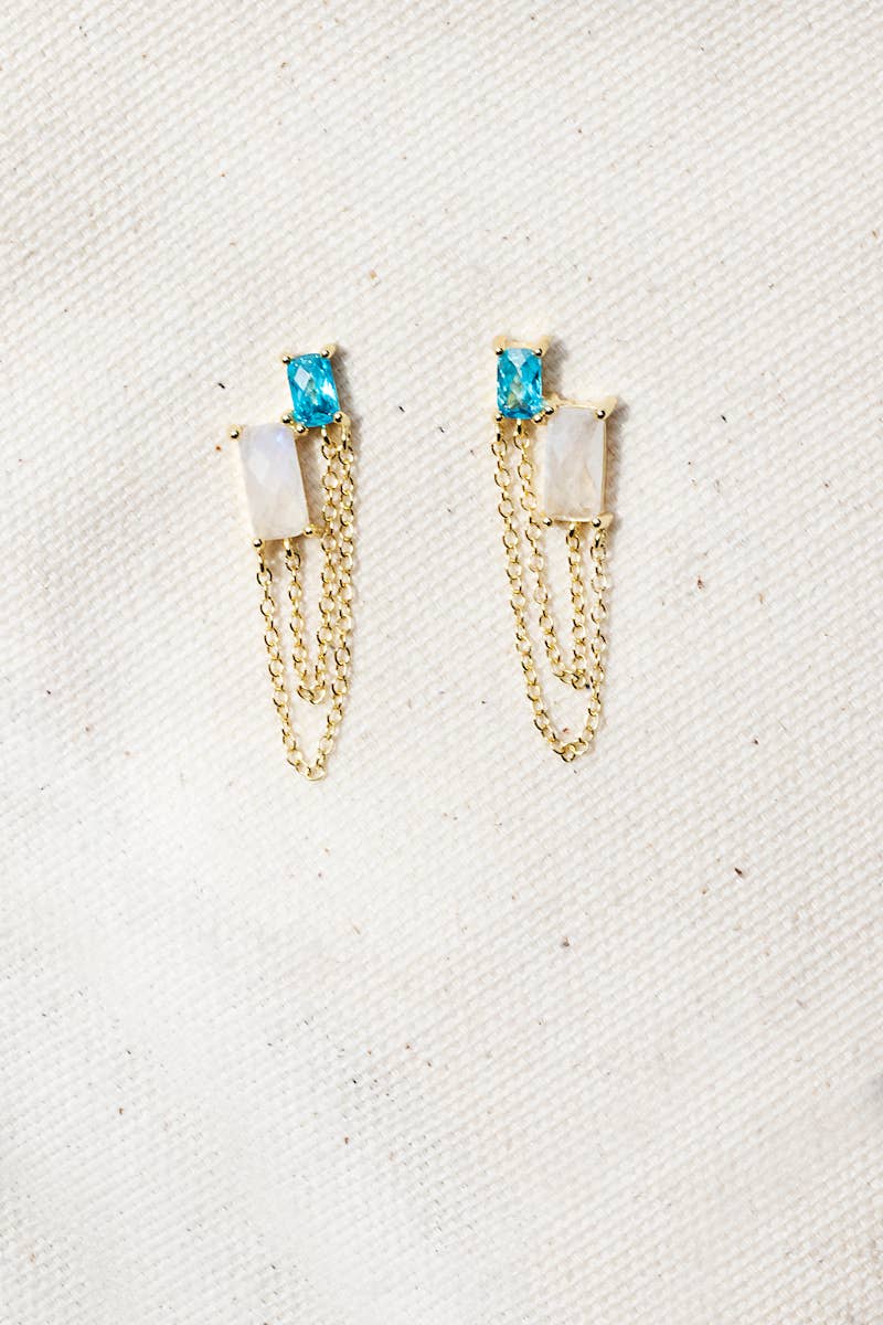 Bestie Baguette Earrings - Moonstone