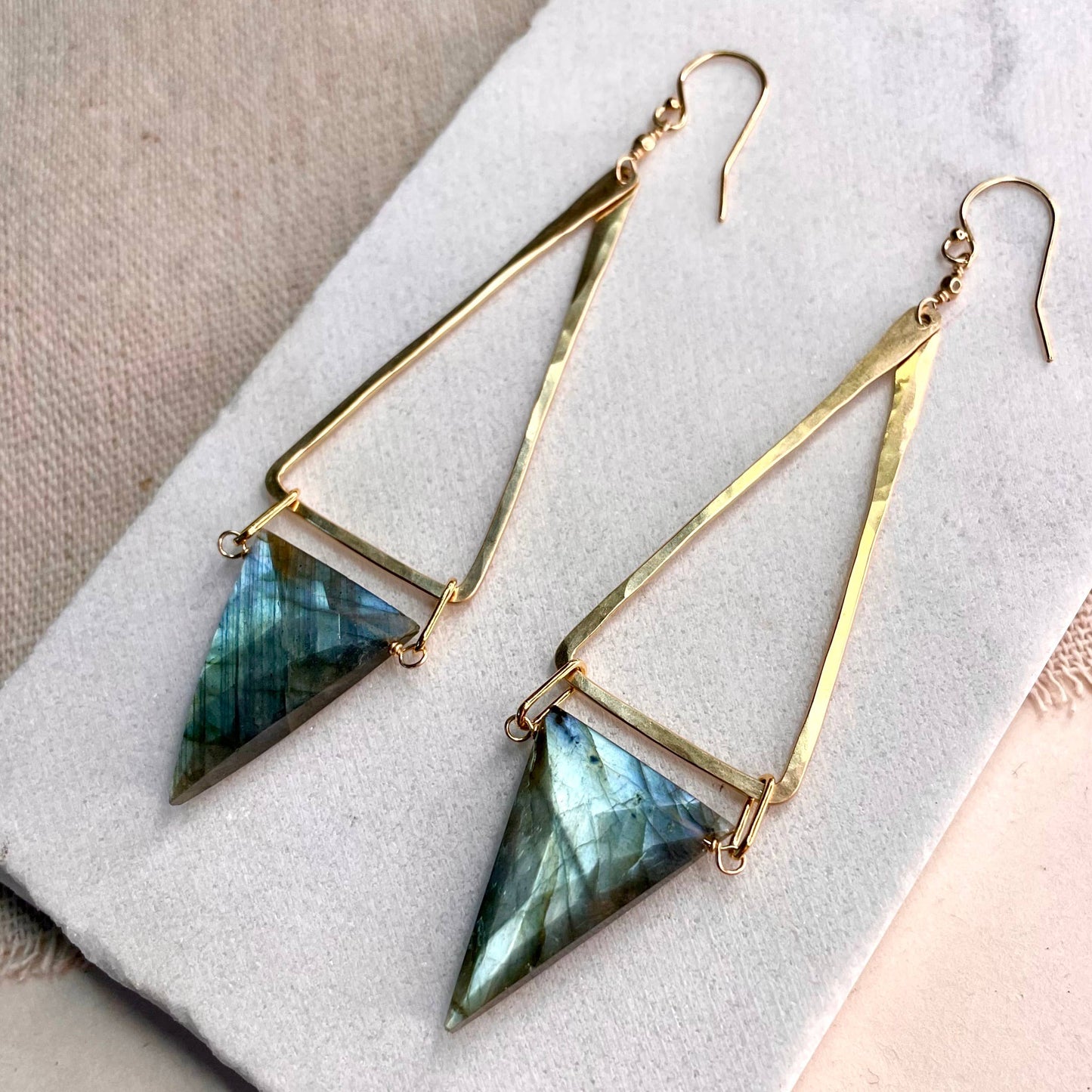 Triangle Stone Drop Earrings