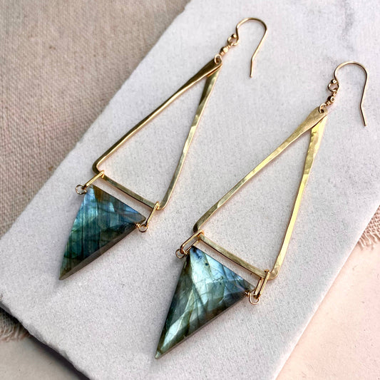 Triangle Stone Drop Earrings