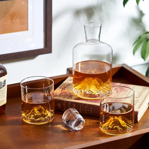Mountain Decanter + Tumblers Set - Set of 3