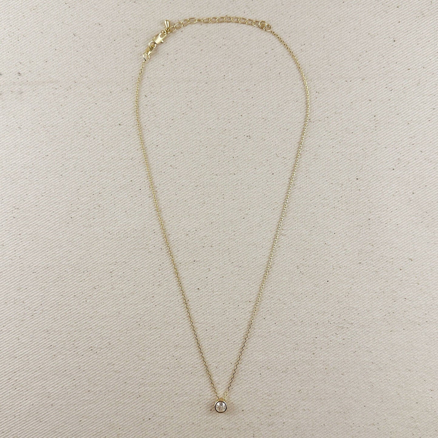 18k Gold Filled Solitaire Necklace