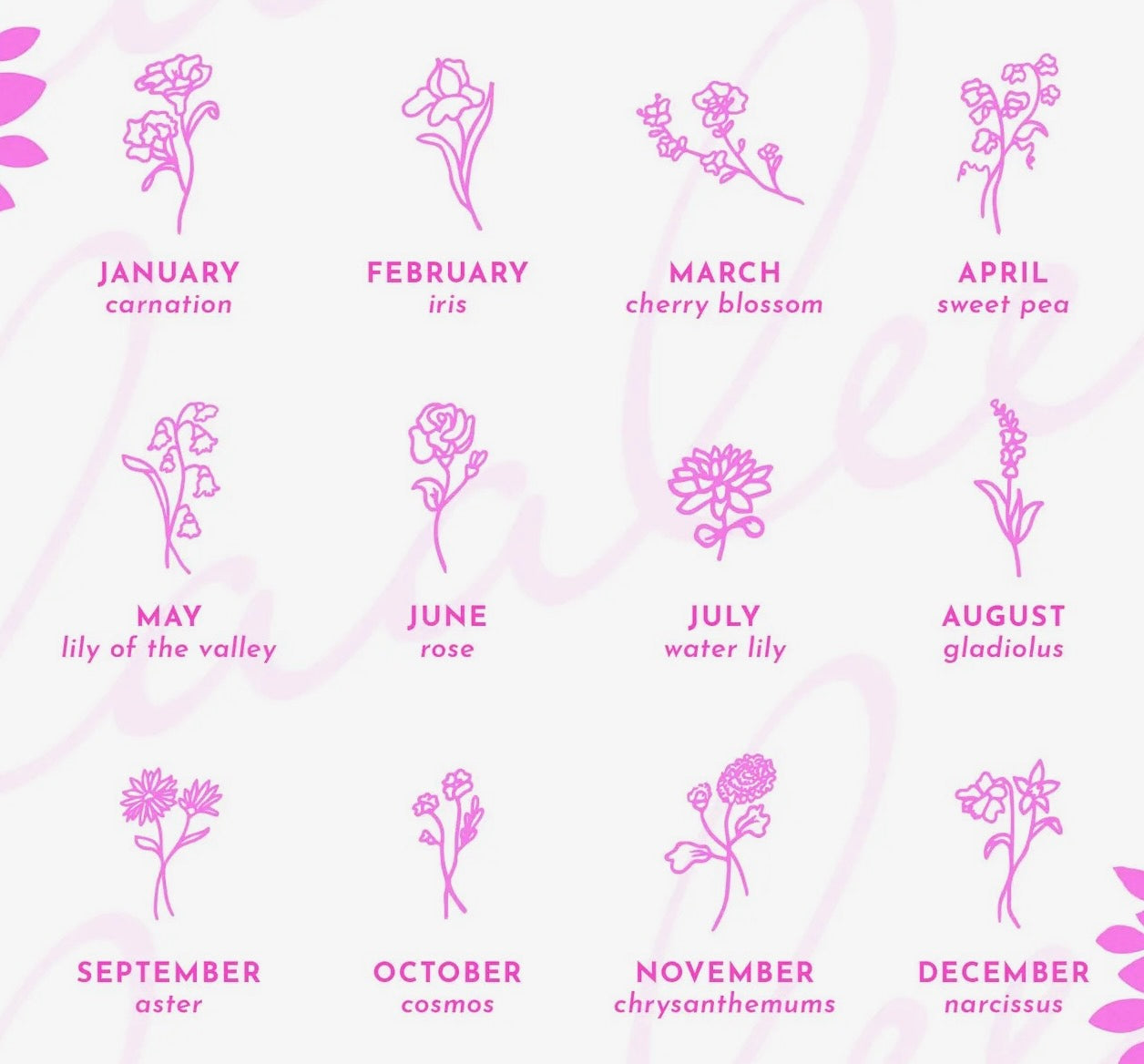 Golden Birth Flower Necklace January - Carnation