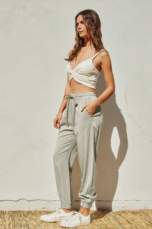 Simone Washed Cargo Joggers Dusty Sage Small
