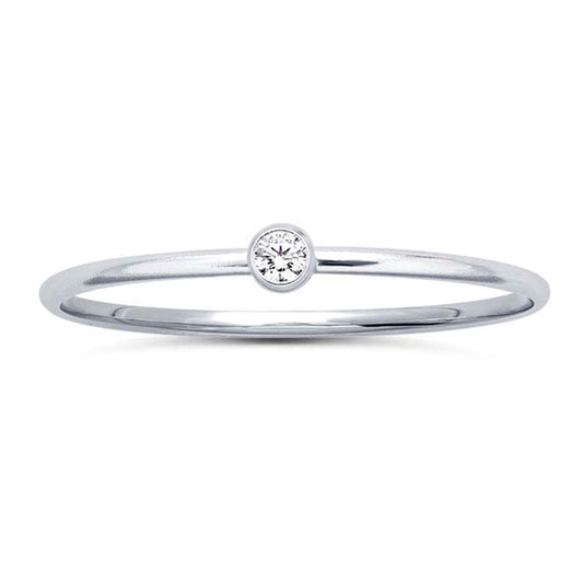 Sterling Silver Tiny Stone Stacking Ring 5 Black