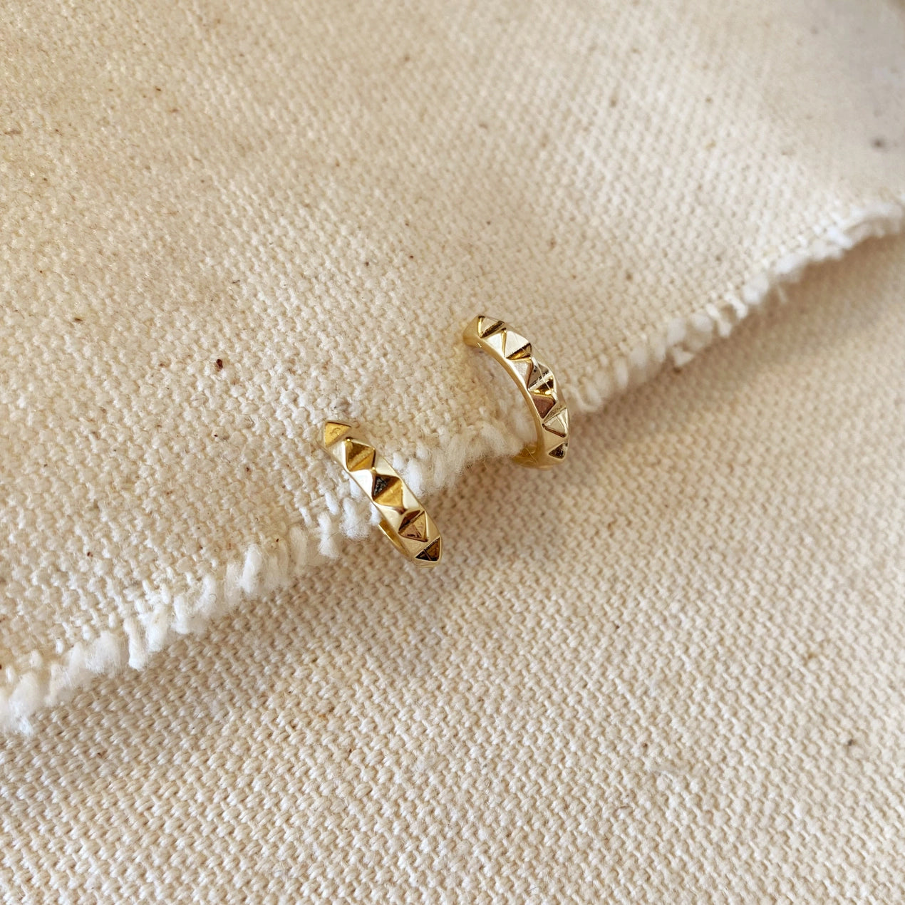 18k Gold Filled Spiked Hoops
