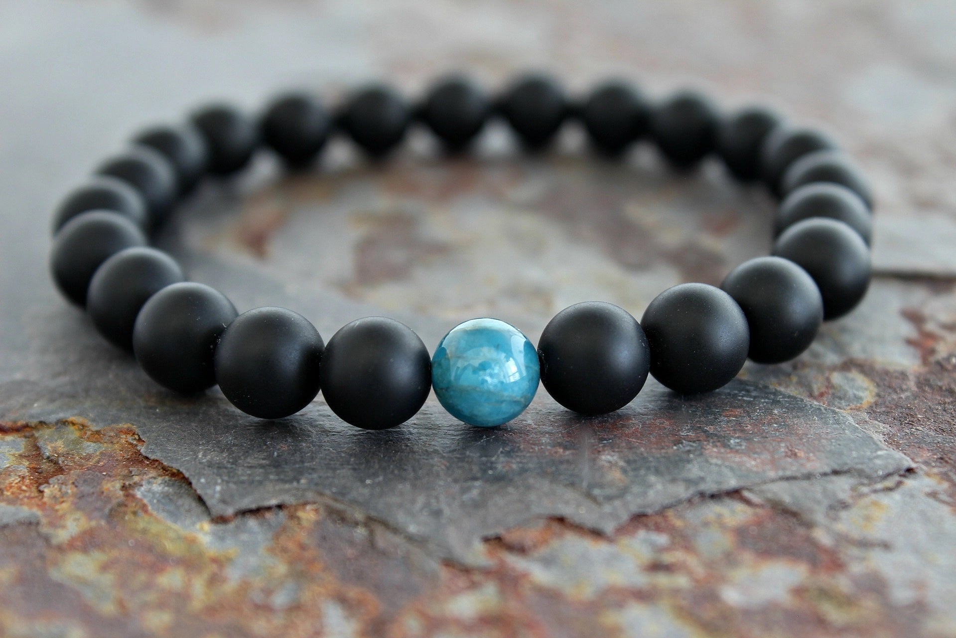 Max Blue Apatite + Matte Black Onyx Bracelet