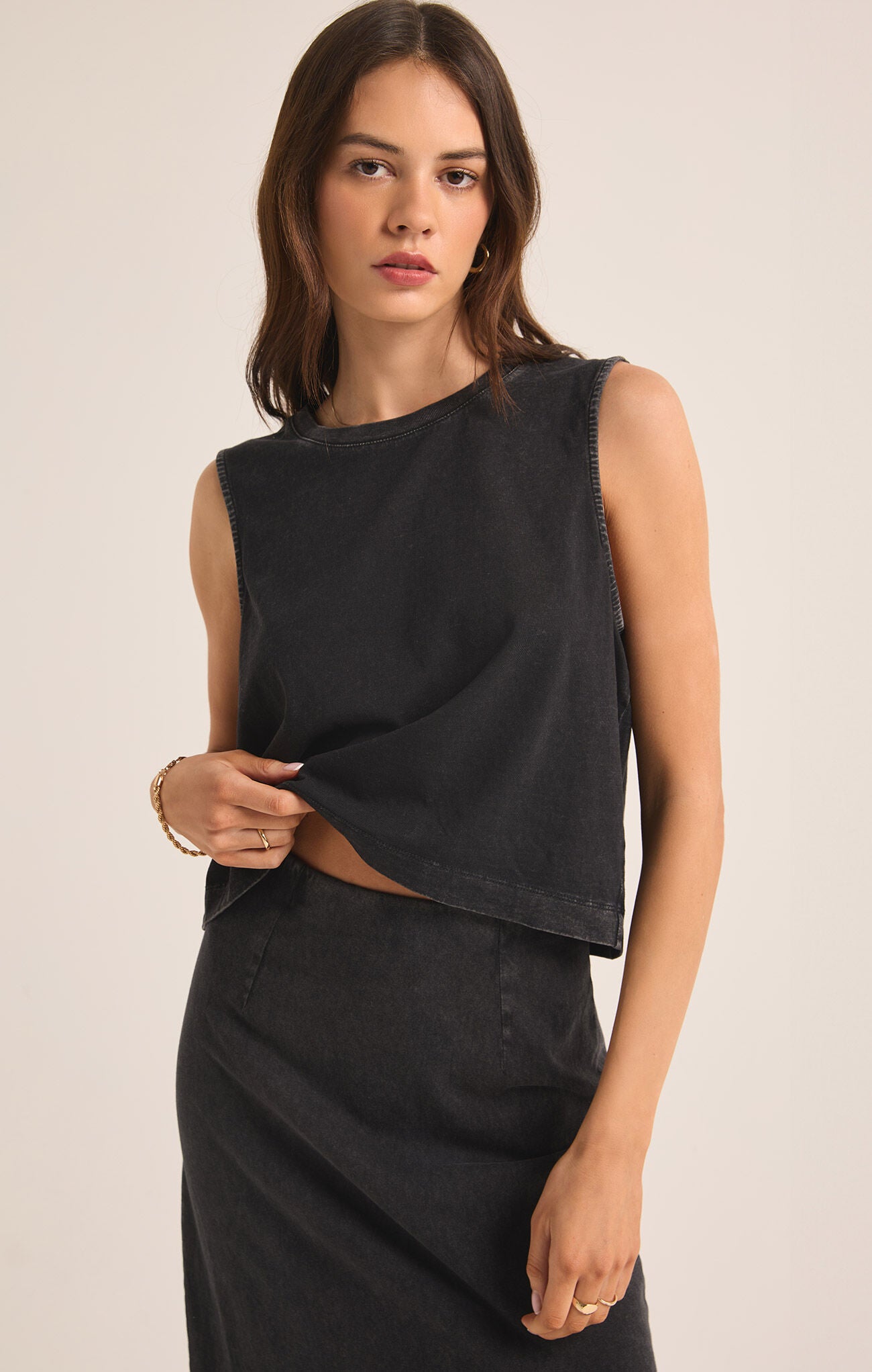 Sloane Jersey Muscle Top Black X-Small