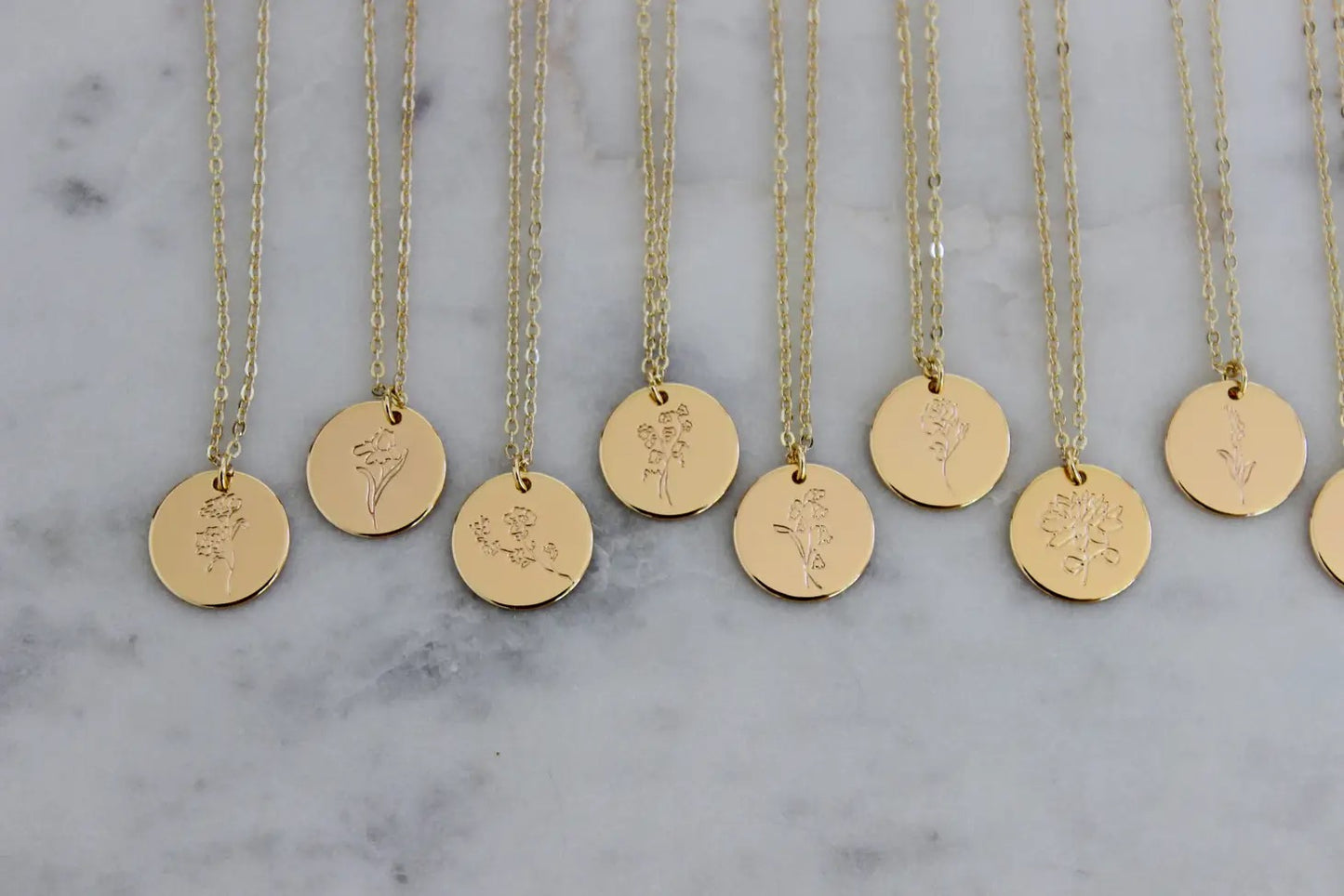 Golden Birth Flower Necklace January - Carnation