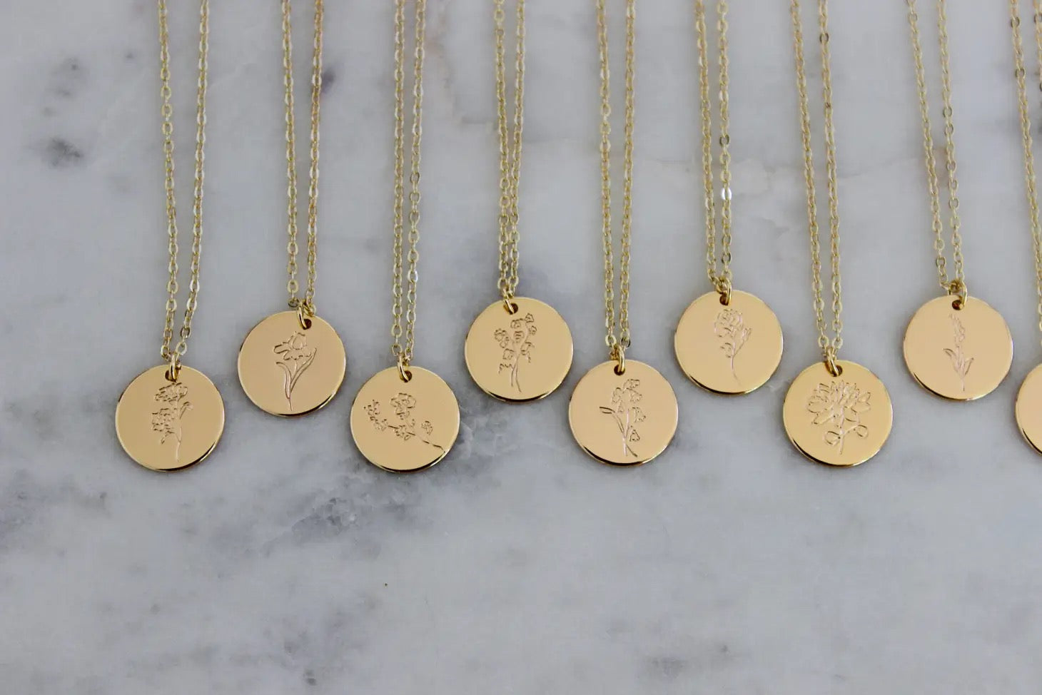 Golden Birth Flower Necklace January - Carnation