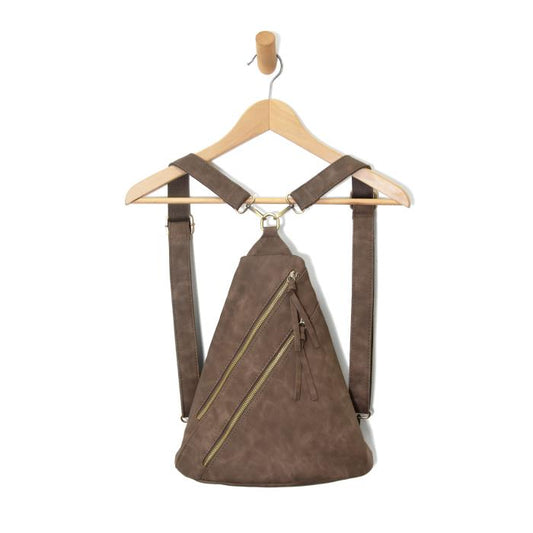 Peyton Double Zip Convertible Backpack Olive