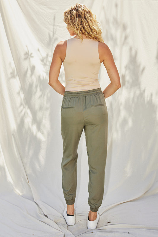 Simone Washed Cargo Joggers Dusty Sage Small