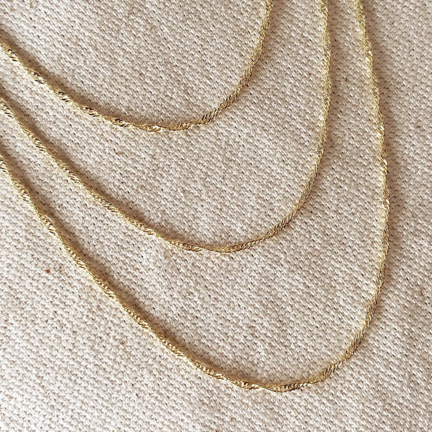 18k Gold Filled Necklace -  Singapore Chain