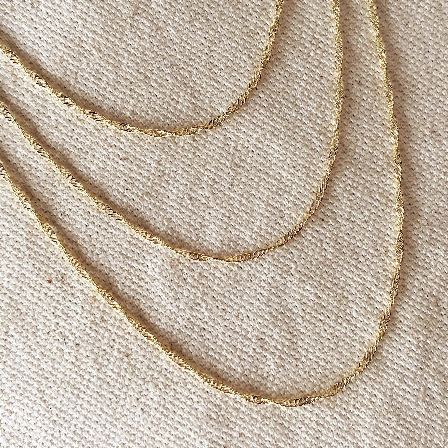 18k Gold Filled Necklace -  Singapore Chain