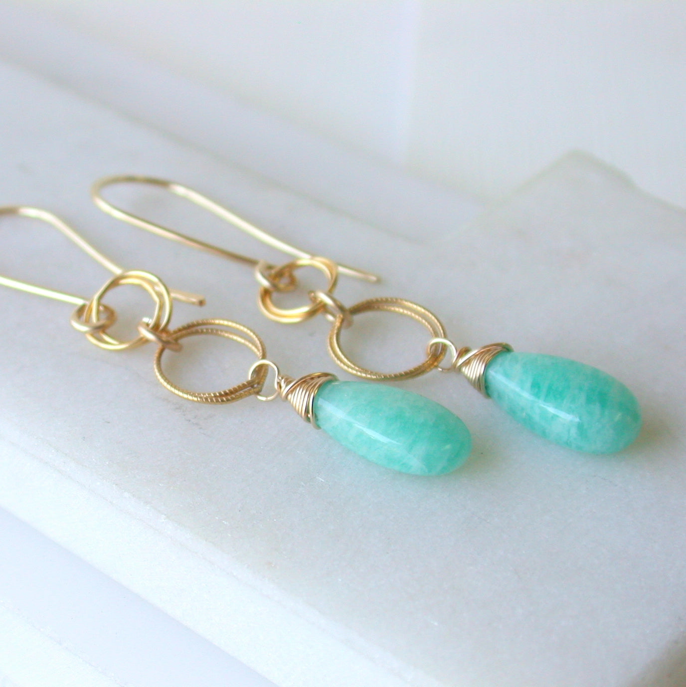 Statement Amazonite Earrings 14k Gold Fill