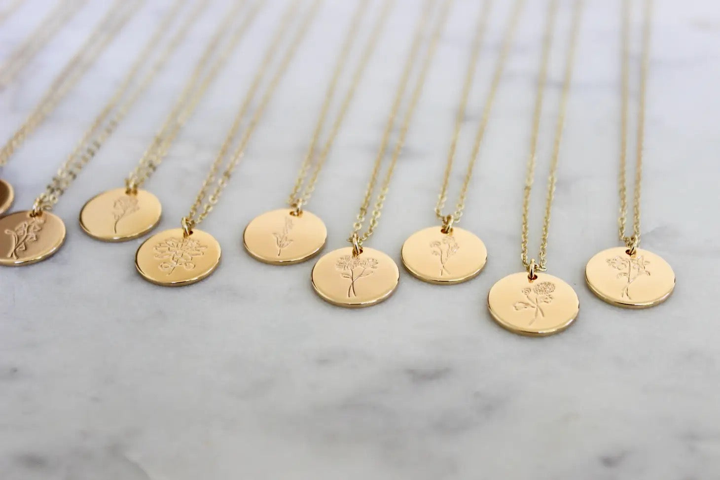 Golden Birth Flower Necklace January - Carnation