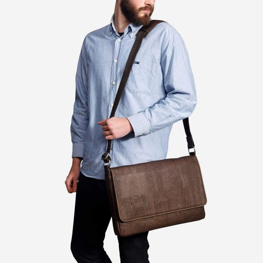 Large Cork Messenger Bag - Brown
