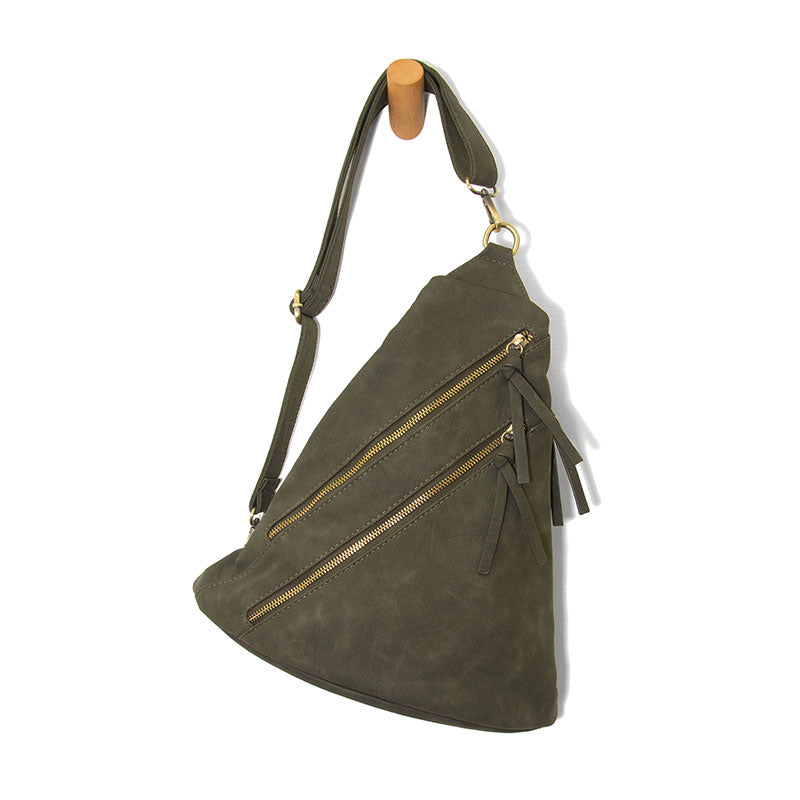 Peyton Double Zip Convertible Backpack Olive