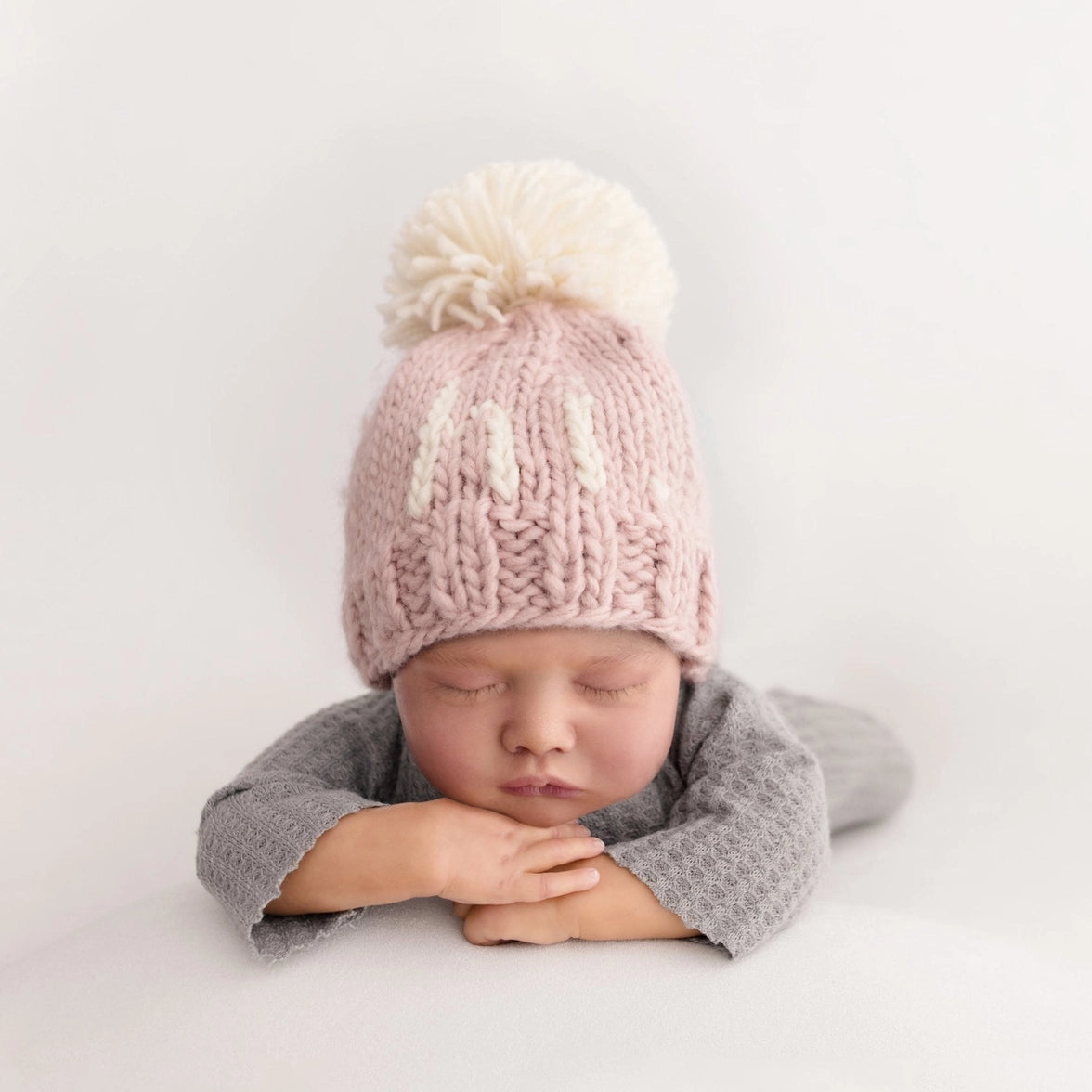 Hi. Hand Knit Beanie Hat Pebble Brown 0-6 M