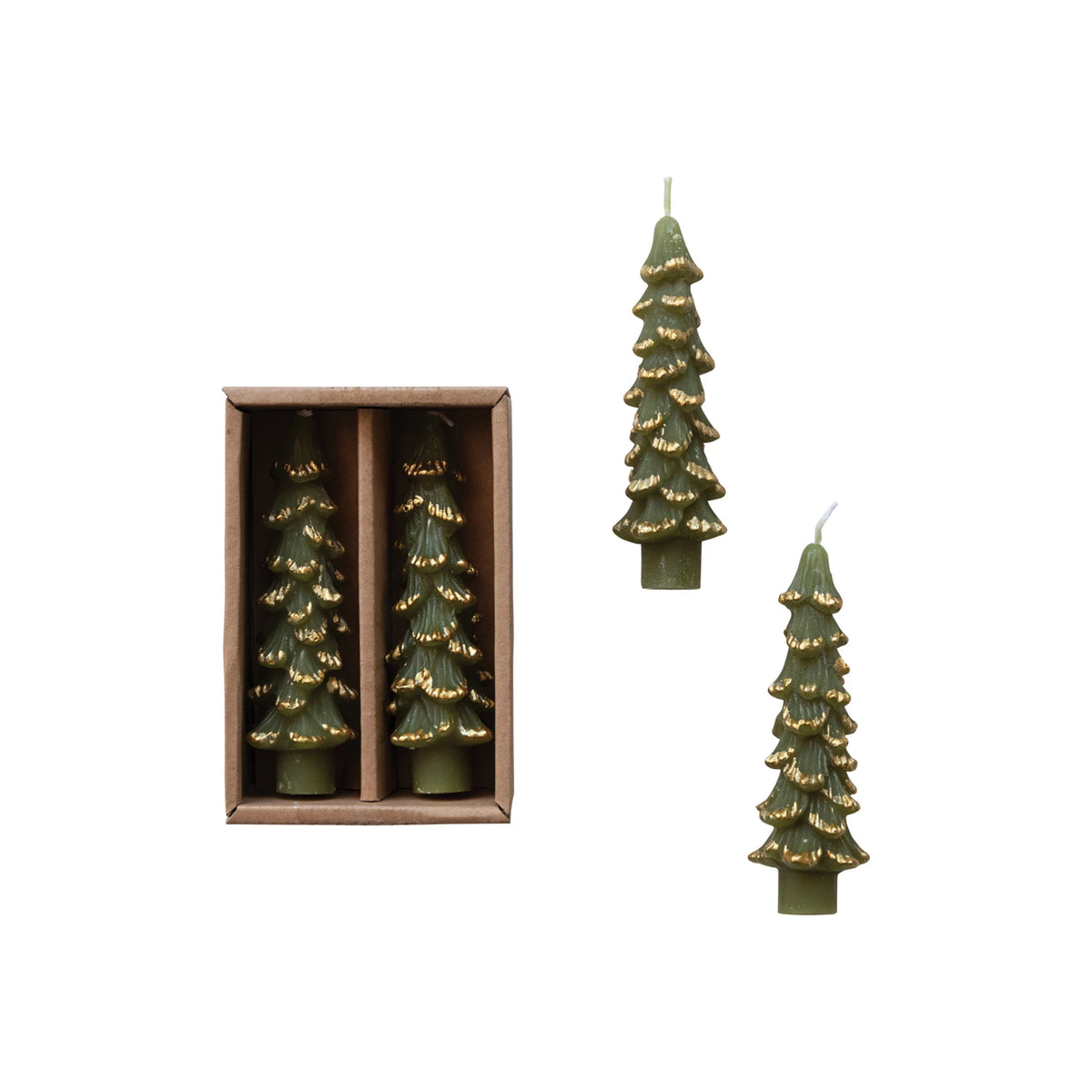 Tree Shaped Taper Candles, Set of 2