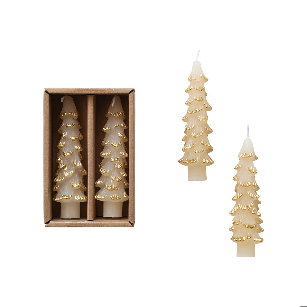 Tree Shaped Taper Candles, Set of 2