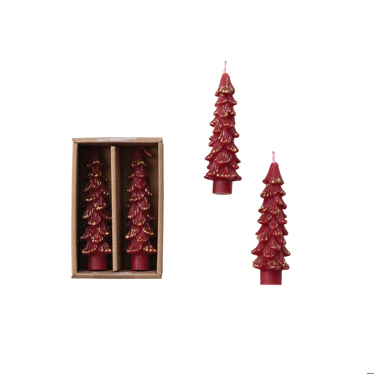 Tree Shaped Taper Candles, Set of 2