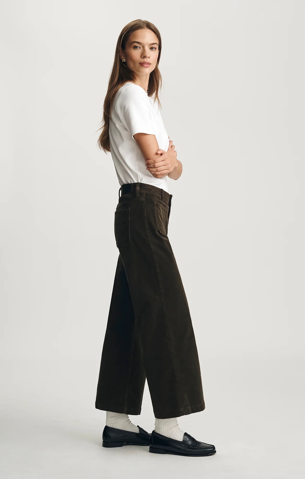 Paloma Marine Wide Leg Pants High Rise Dollar Bill Cord