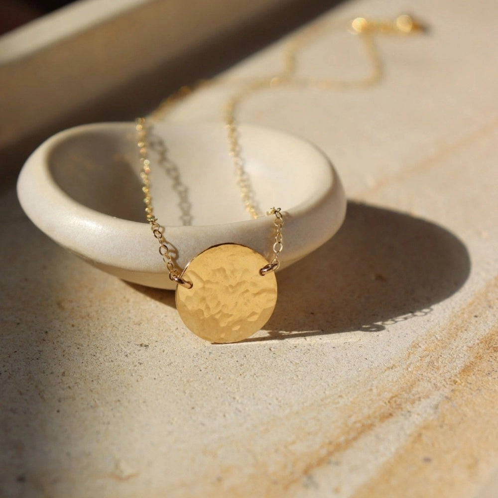 14k Gold Fill Full Moon Pendant Necklace