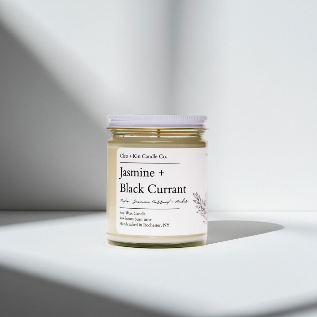 Cleo + Kin Candle Jasmine + Black Currant